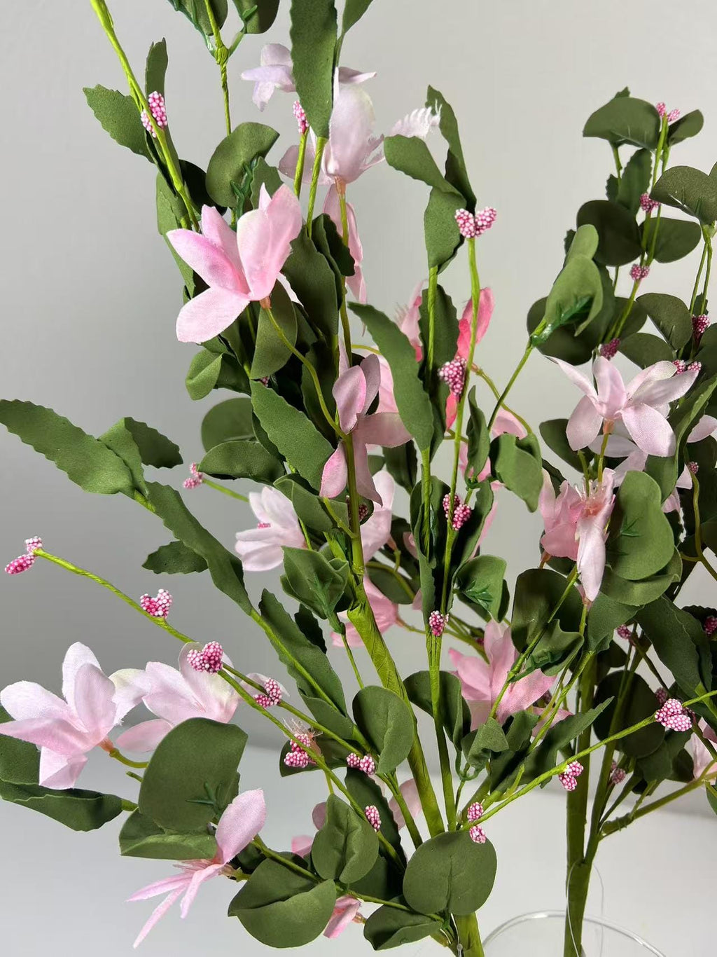 Pink Silk Flower Bouquet 24” | Faux Floral Stem | Spring Wedding Decor | Artificial Greenery