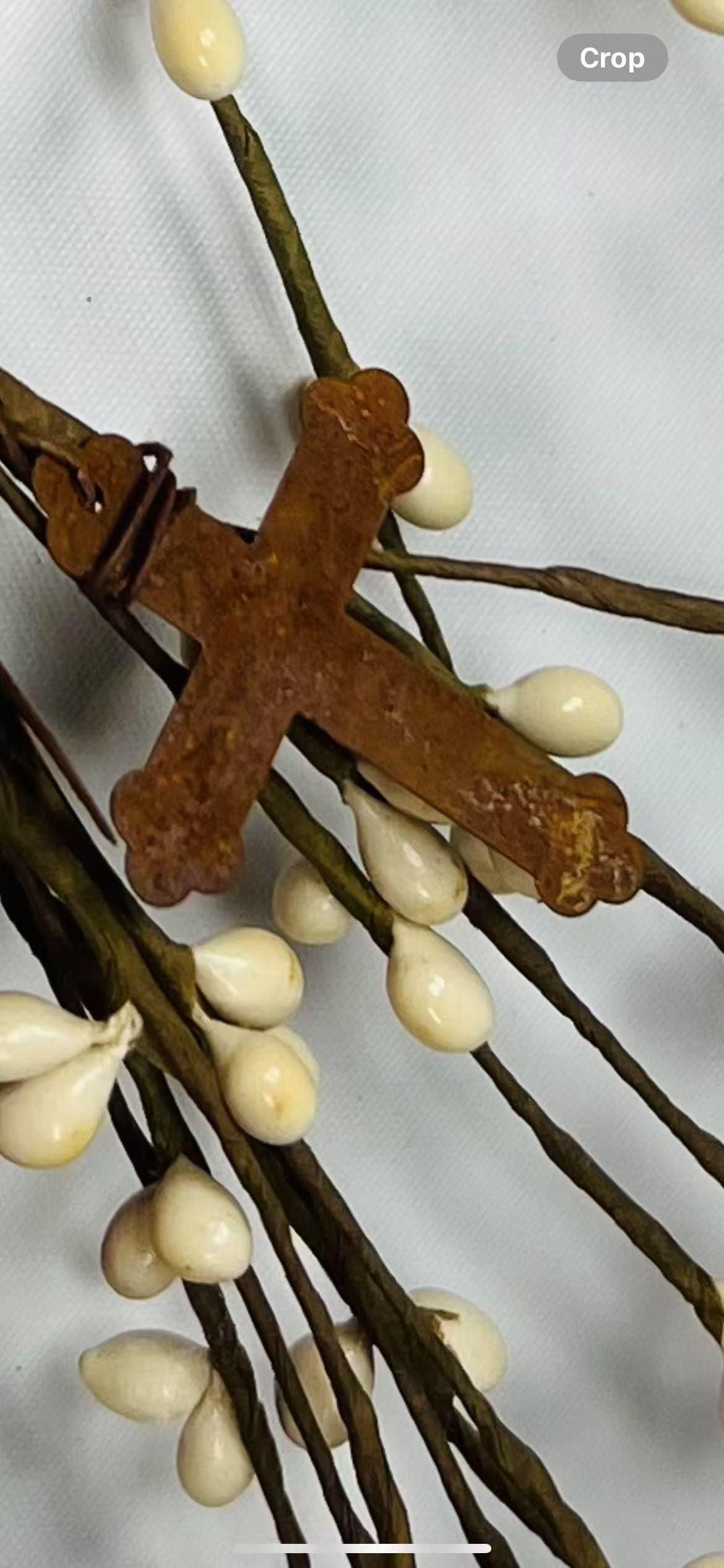55” Cross Pip Berry Garland | Rustic Cream White Easter Garland | Religious Spring Decor