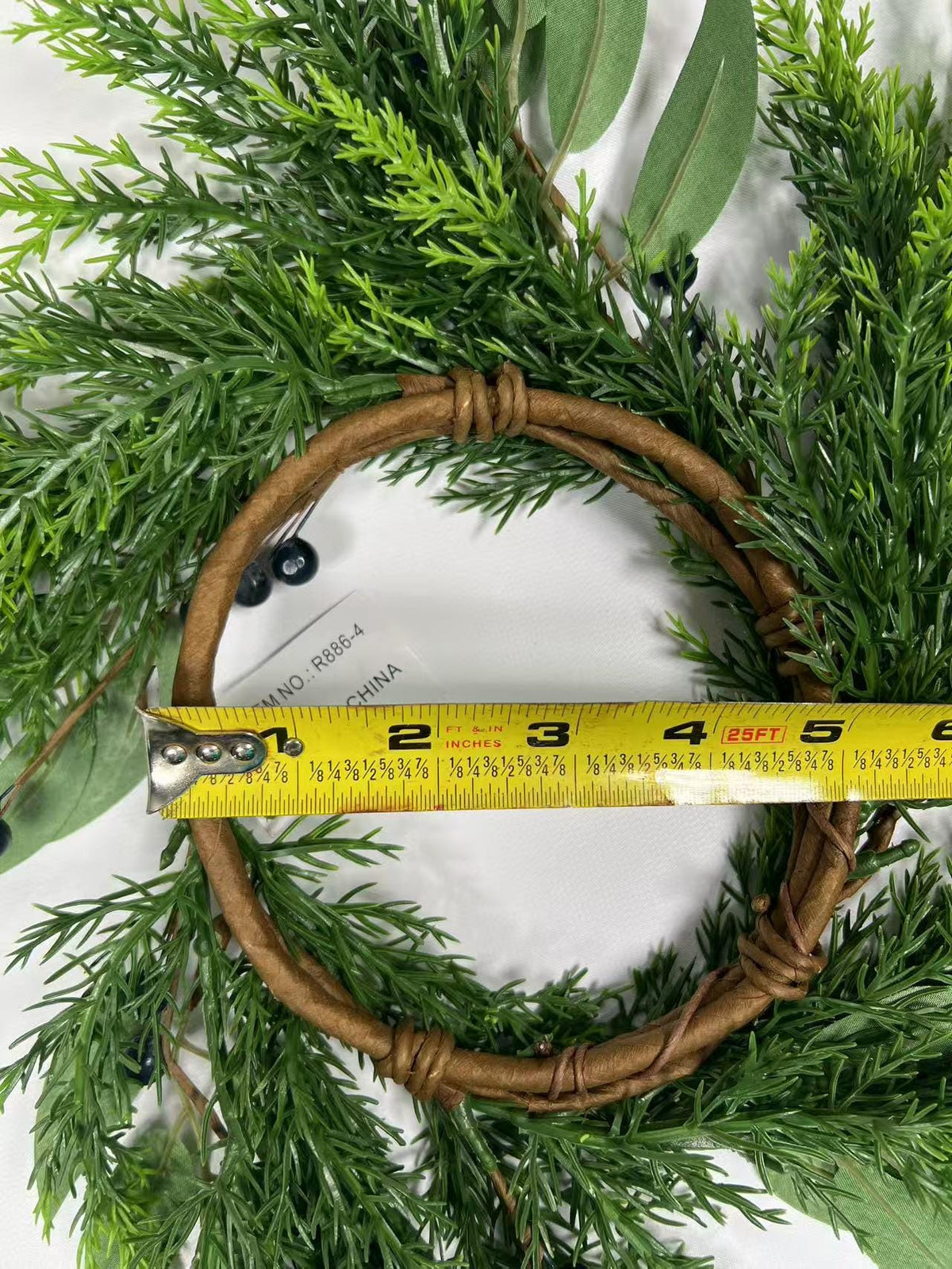 4.5” Touch Real Cedar Blueberry Candle Ring Wreath - Faux Greenery Holiday Table Decor