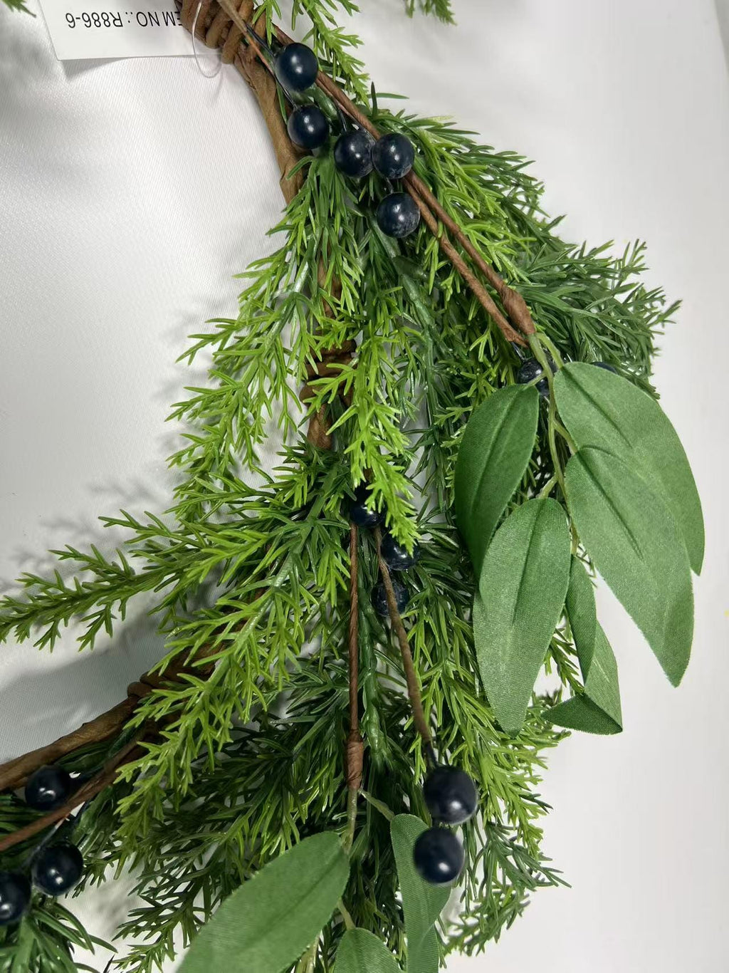 6.5” Touch Real Cedar Blueberry Candle Ring Wreath - Faux Greenery Holiday Table Decor