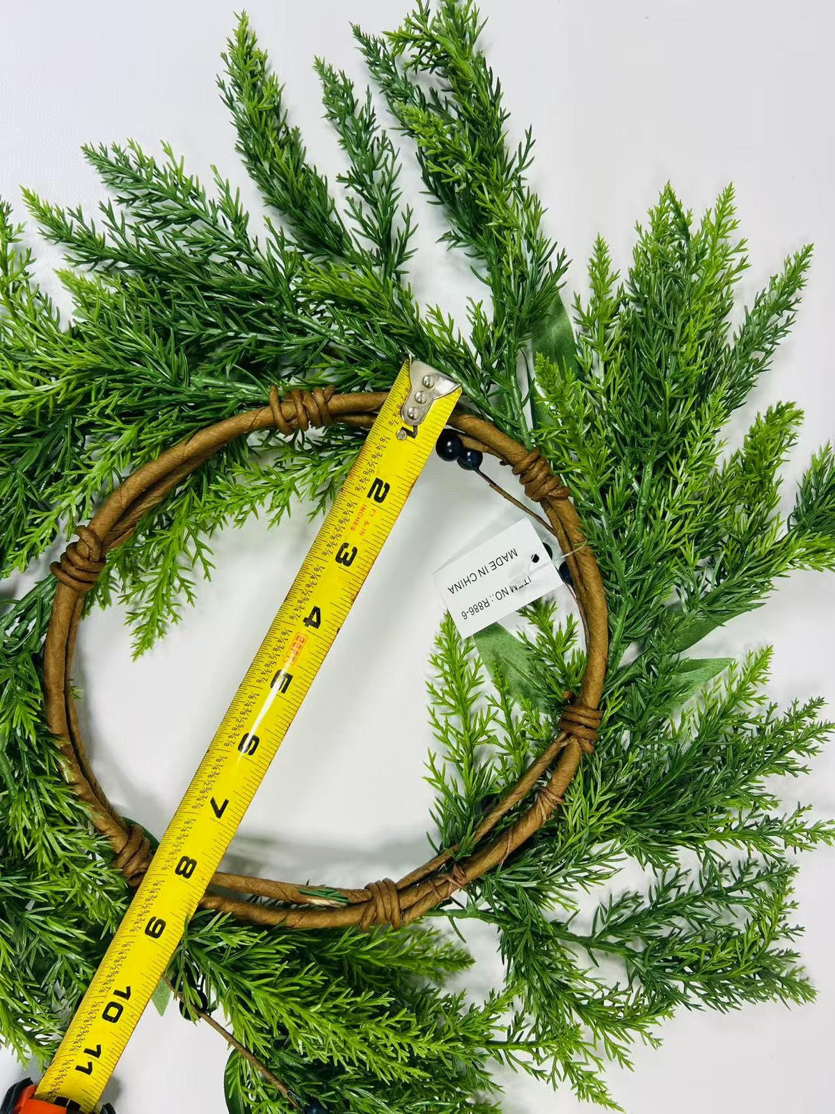 6.5” Touch Real Cedar Blueberry Candle Ring Wreath - Faux Greenery Holiday Table Decor