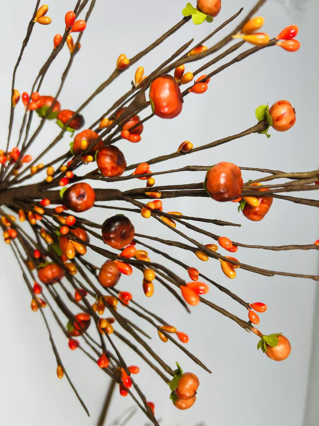 19 Inch Fall Pumpkin Berry Pick, Autumn Floral Stem, Thanksgiving Centerpiece, Rustic Farmhouse Decor