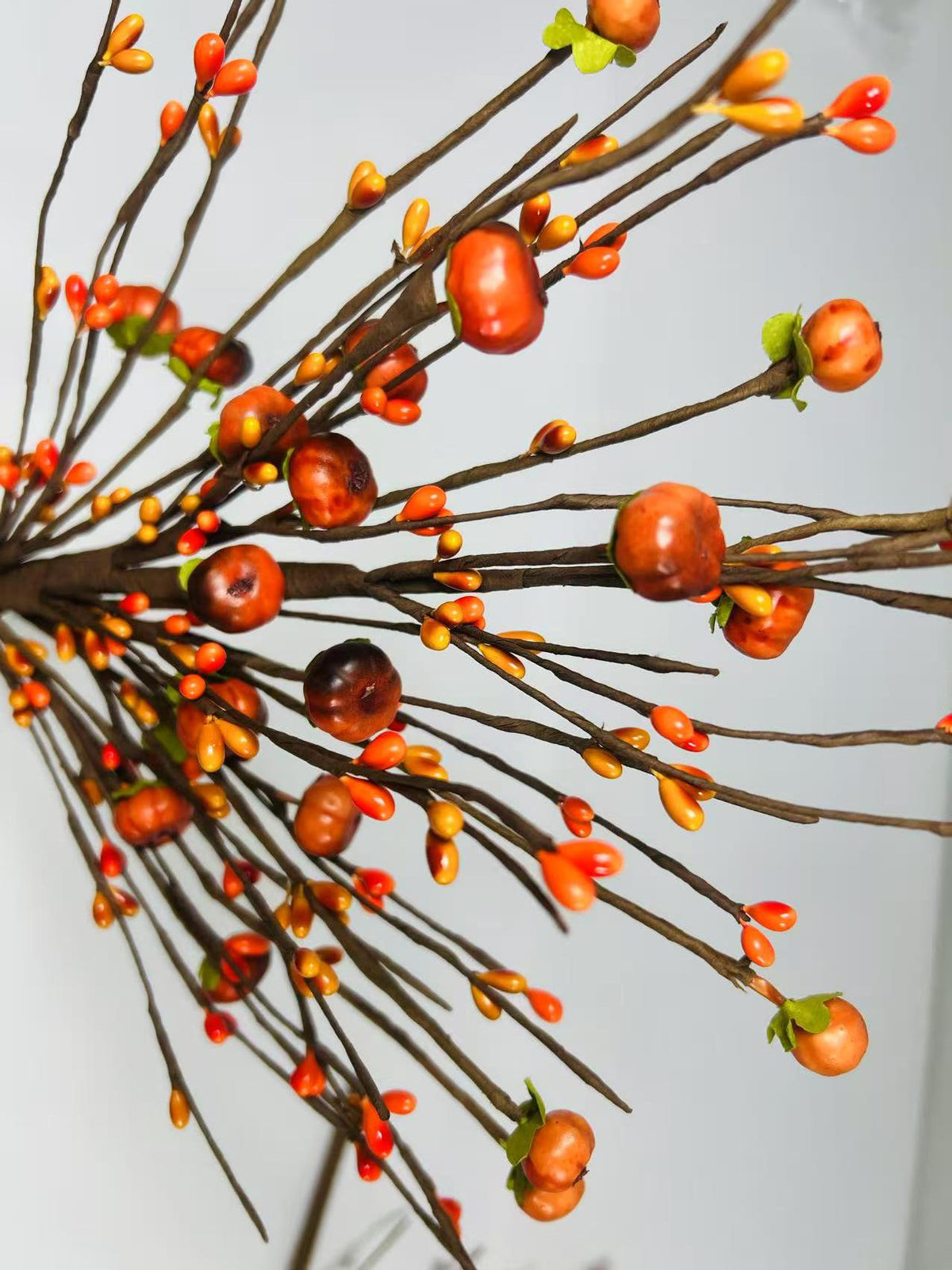 19 Inch Fall Pumpkin Berry Pick, Autumn Floral Stem, Thanksgiving Centerpiece, Rustic Farmhouse Decor
