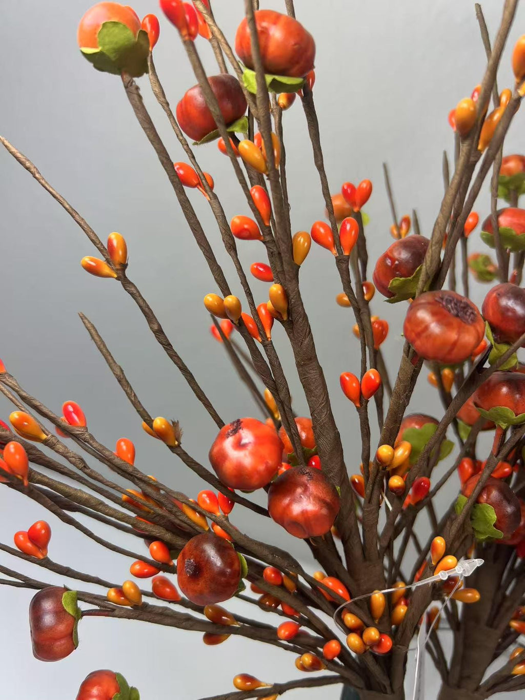 19 Inch Fall Pumpkin Berry Pick, Autumn Floral Stem, Thanksgiving Centerpiece, Rustic Farmhouse Decor