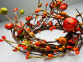 4.5” Fall Mini Pumpkin Candle Ring | Rustic Autumn Berry Wreath | Farmhouse Table Decor