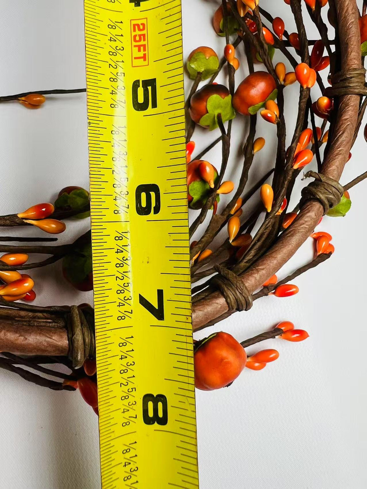 6.5” Fall Pumpkin Berry Candle Ring | Mini Autumn Wreath | Farmhouse Thanksgiving Decor