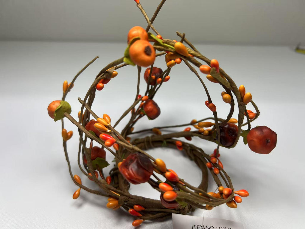 Mini Fall Berry Candle Ring: Rustic Orange Pip Berry Wreath