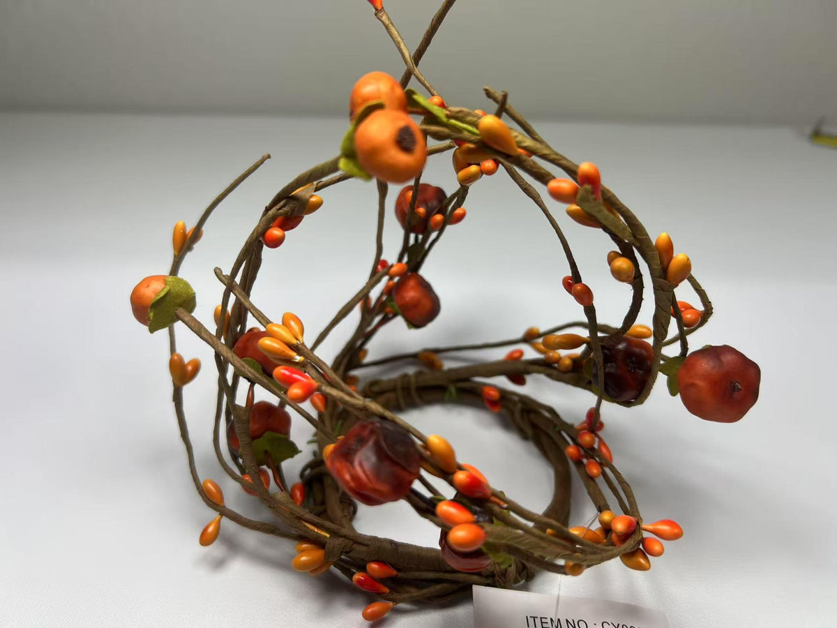 Mini Fall Berry Candle Ring: Rustic Orange Pip Berry Wreath