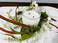 4.5” Mini Artificial Floral Wreath – Small Rustic Greenery Candle Ring with White Flowers