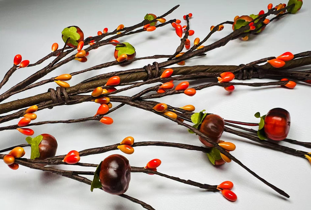 5ft Fall Pumpkin Garland, Artificial Pip Berry Garland, Autumn Thanksgiving Decor, Rustic Farmhouse