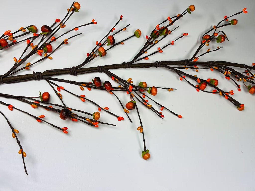 5ft Fall Pumpkin Garland, Artificial Pip Berry Garland, Autumn Thanksgiving Decor, Rustic Farmhouse
