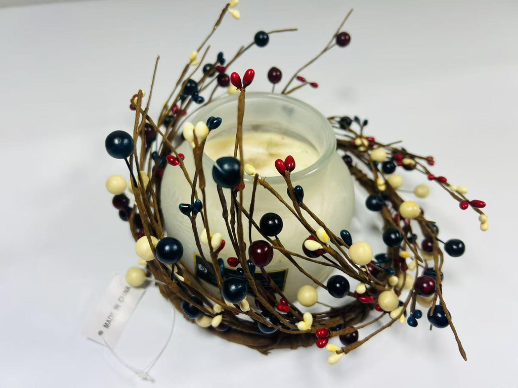 Patriotic Pip Berry Candle Ring: Rustic Americana Farmhouse Decor