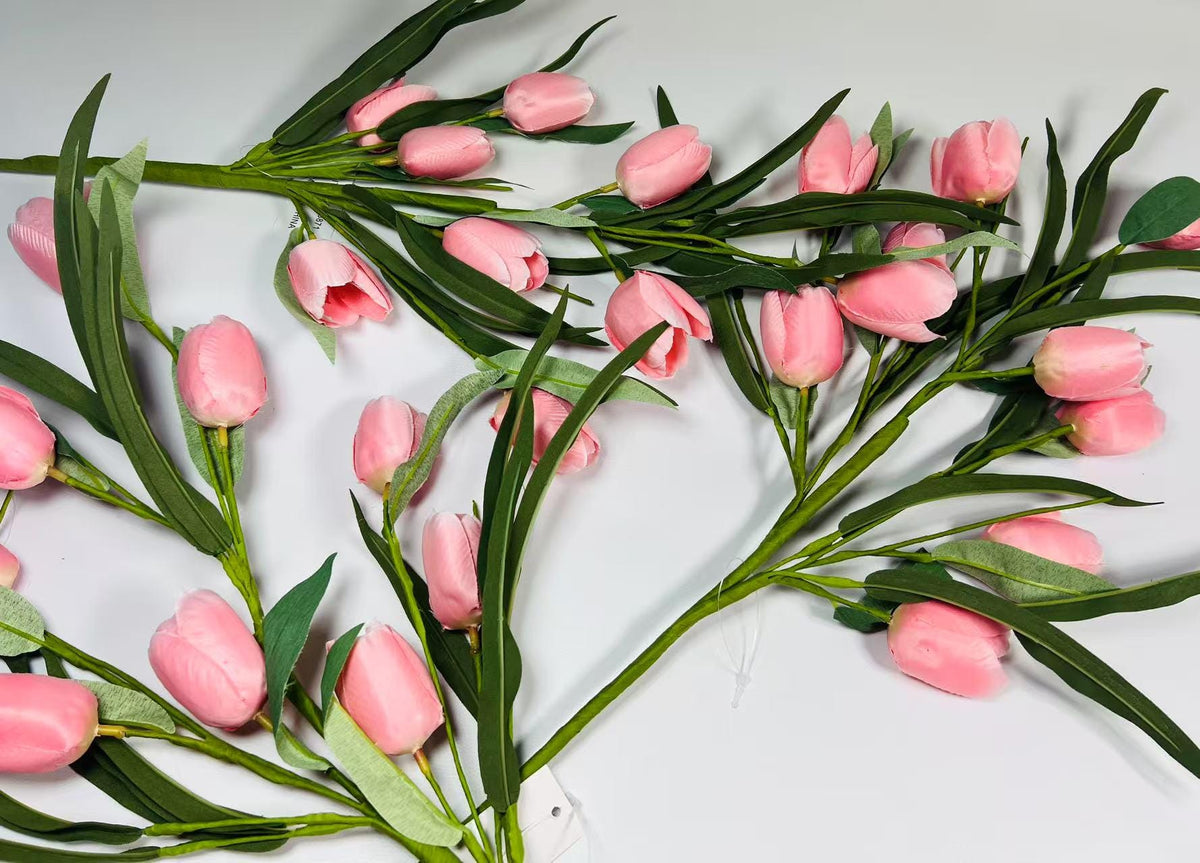 Pink Silk Tulip Bouquet: 24 Inch Spring Wedding Arrangement