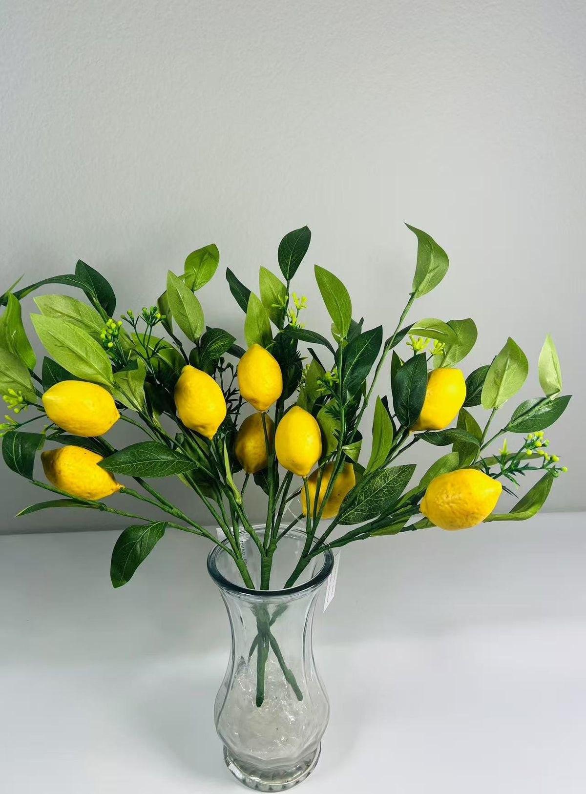 Artificial Lemon Branch: 18 Inch Faux Lemon Stem, Farmhouse Decor