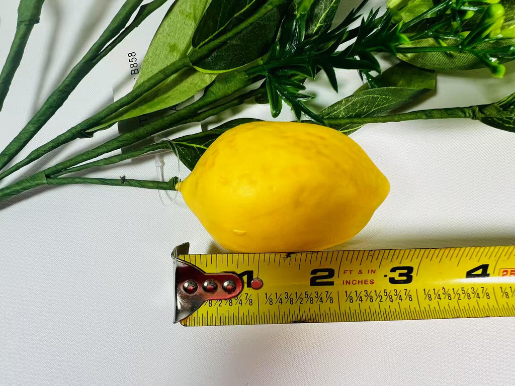 Artificial Lemon Branch: 18 Inch Faux Lemon Stem, Farmhouse Decor