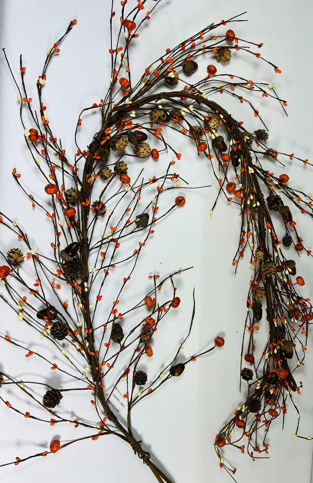 60 Inch Fall Pip Berry Garland with Pumpkins Acorns Pinecones for Fireplace Mantel Decor