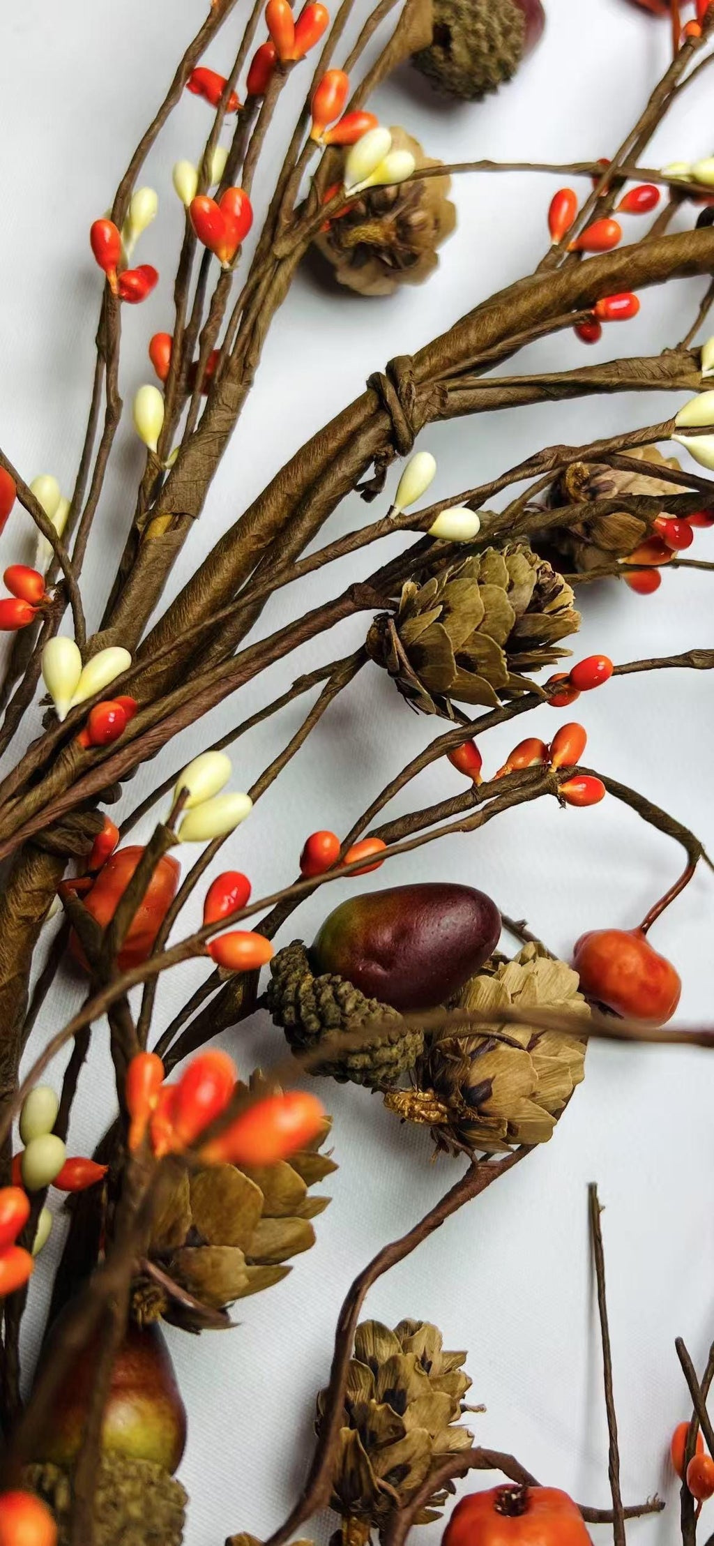 60 Inch Fall Pip Berry Garland with Pumpkins Acorns Pinecones for Fireplace Mantel Decor