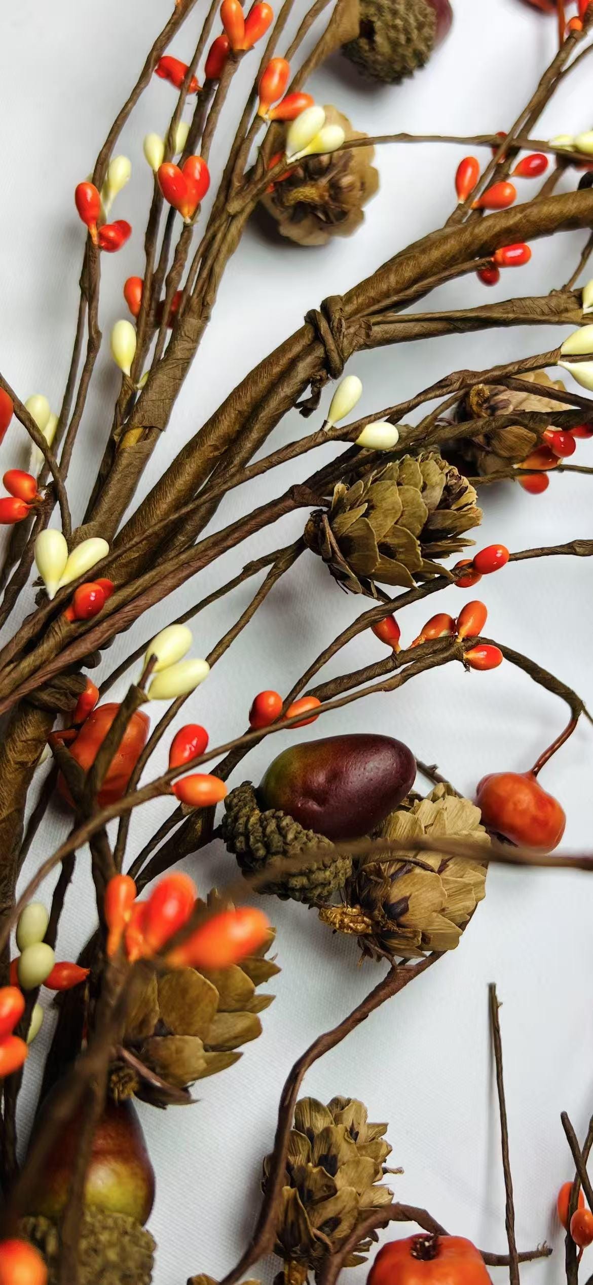 60 Inch Fall Pip Berry Garland with Pumpkins Acorns Pinecones for Fireplace Mantel Decor