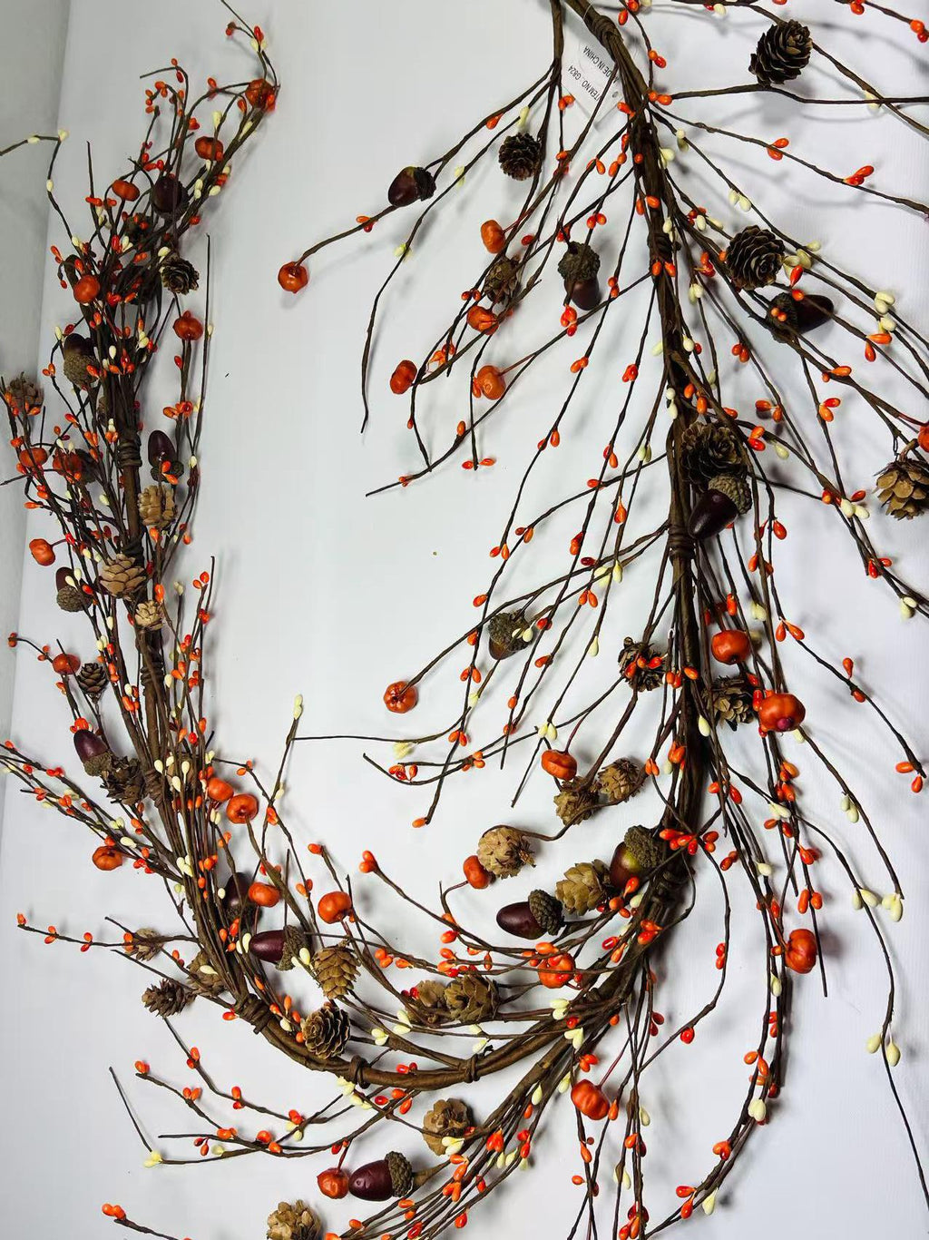 60 Inch Fall Pip Berry Garland with Pumpkins Acorns Pinecones for Fireplace Mantel Decor