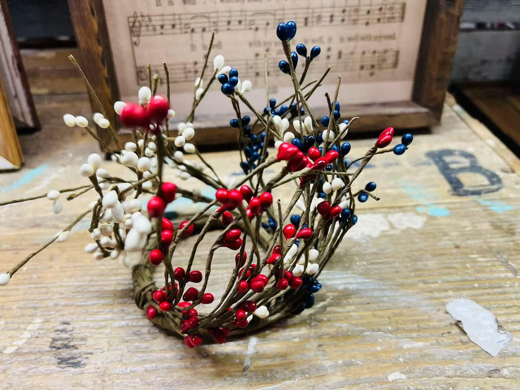 Pip Berry Candle Ring: 2.5" Patriotic Farmhouse Decor