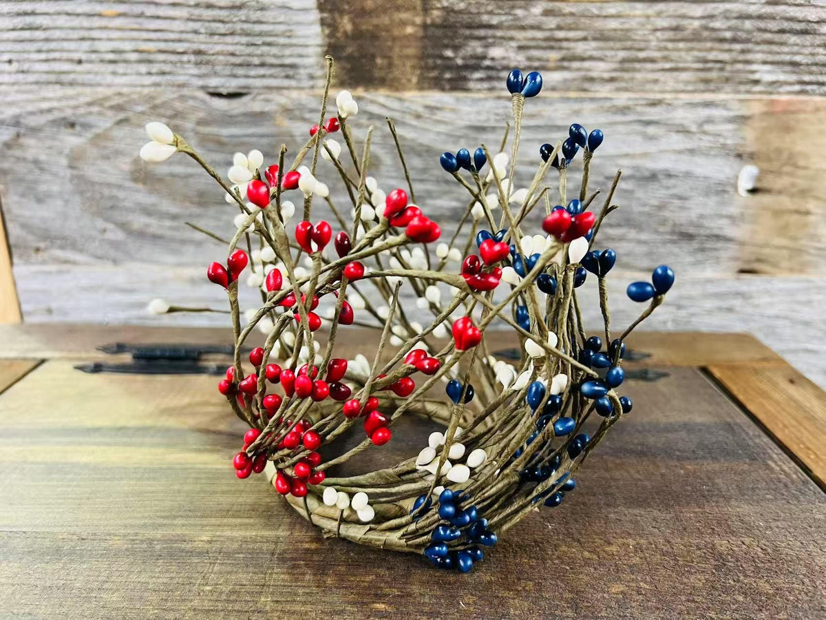 Pip Berry Candle Ring: 2.5" Patriotic Farmhouse Decor