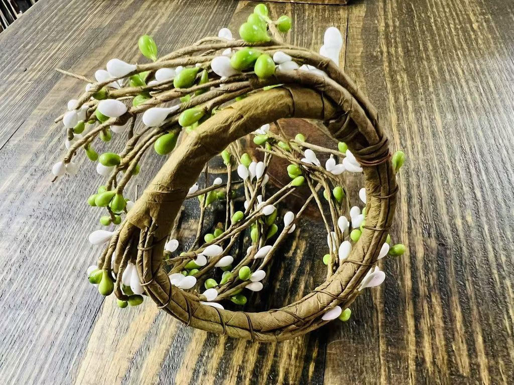 Green & White Pip Berry Candle Ring: Rustic Farmhouse Decor (2.5 Inch)