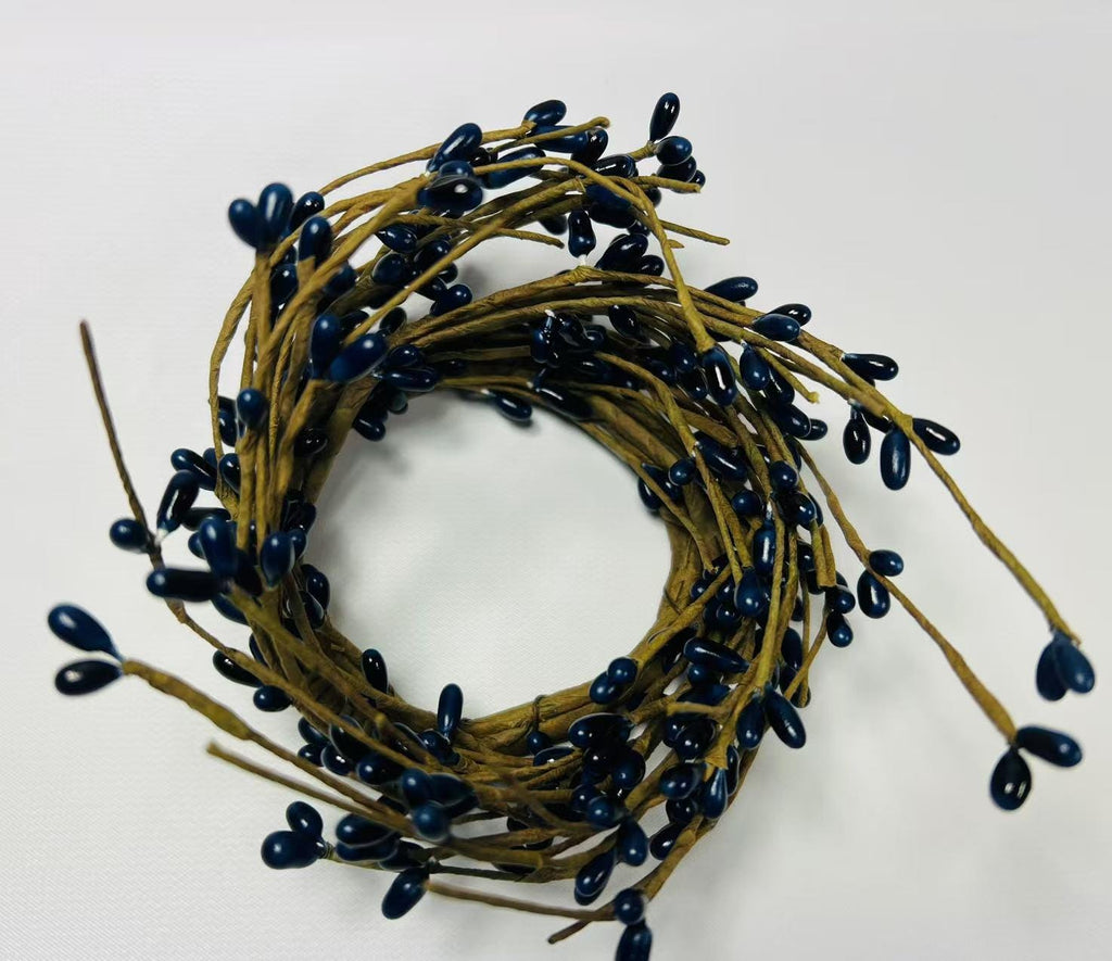 Navy Blue Pip Berry Candle Ring: Rustic Farmhouse Decor