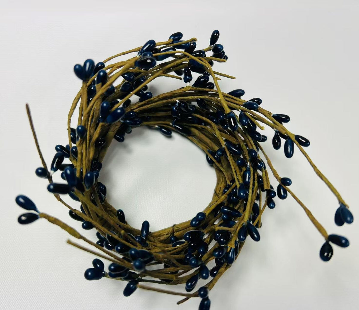 Navy Blue Pip Berry Candle Ring: Rustic Farmhouse Decor