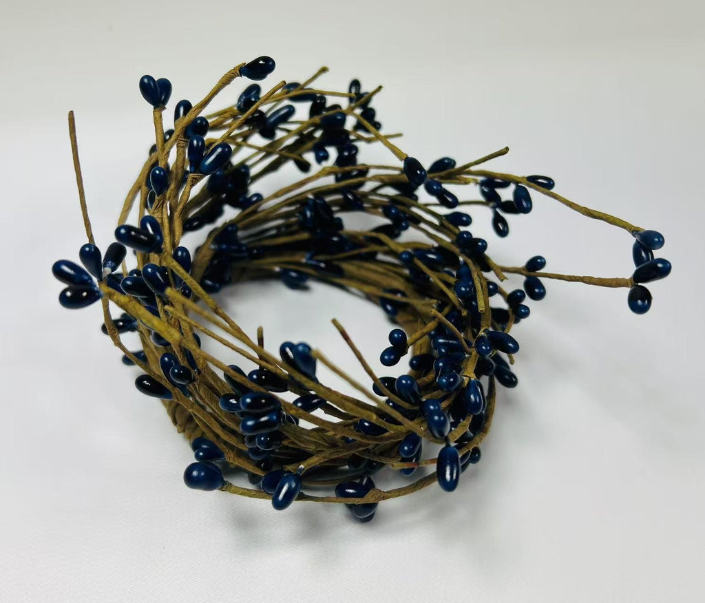 Navy Blue Pip Berry Candle Ring: Rustic Farmhouse Decor