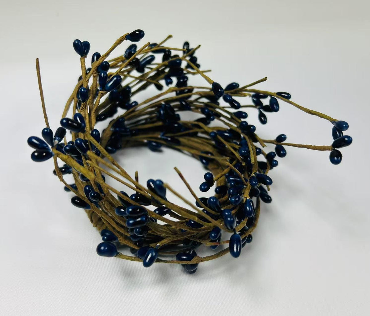 Navy Blue Pip Berry Candle Ring: Rustic Farmhouse Decor