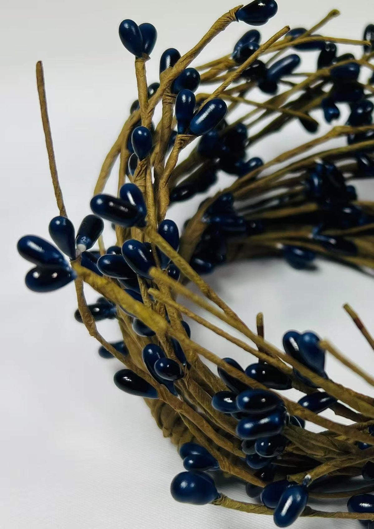 Navy Blue Pip Berry Candle Ring: Rustic Farmhouse Decor