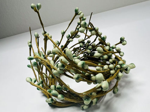 2.5” Sage Green Pip Berry Candle Ring, Mini Wreath for Rustic Farmhouse Spring Decor