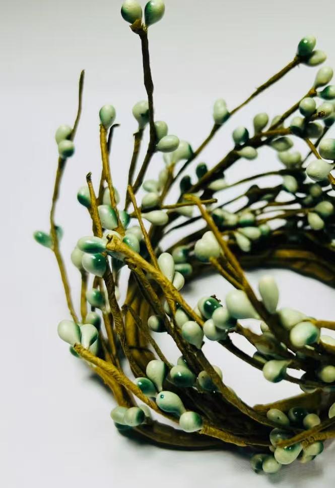 2.5” Sage Green Pip Berry Candle Ring, Mini Wreath for Rustic Farmhouse Spring Decor
