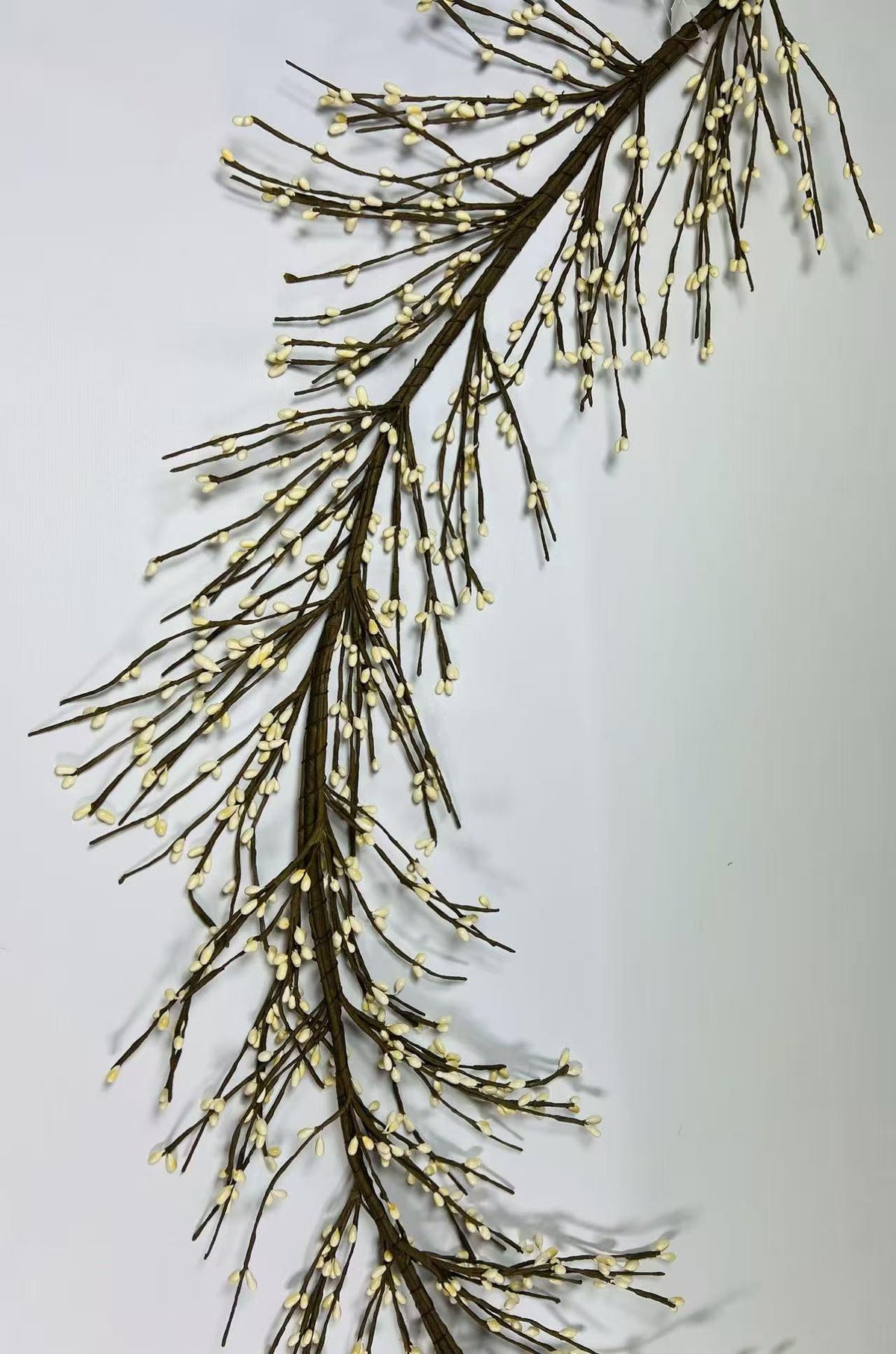 55” Cream Berry Garland, Rustic Farmhouse Decor, Artificial Twig Vine for Mantel or Wedding