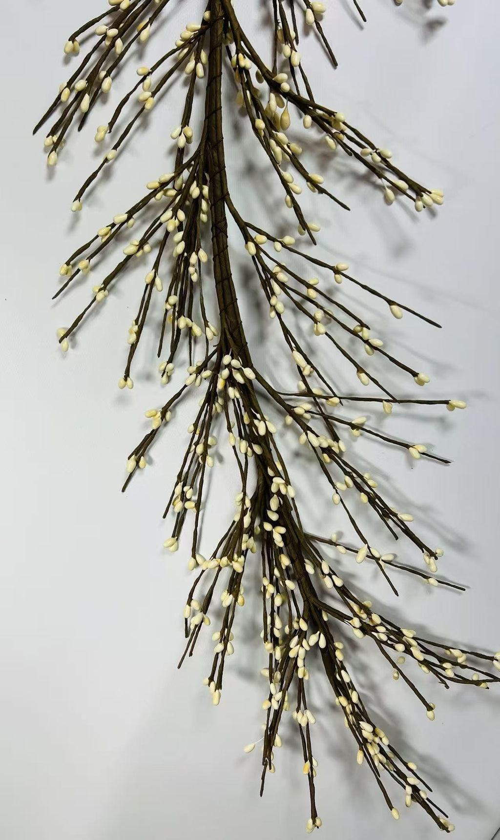 55” Cream Berry Garland, Rustic Farmhouse Decor, Artificial Twig Vine for Mantel or Wedding
