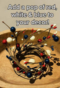 Rustic Patriotic Pip Berry Candle Ring: Red White Blue Mini Wreath (2.5")