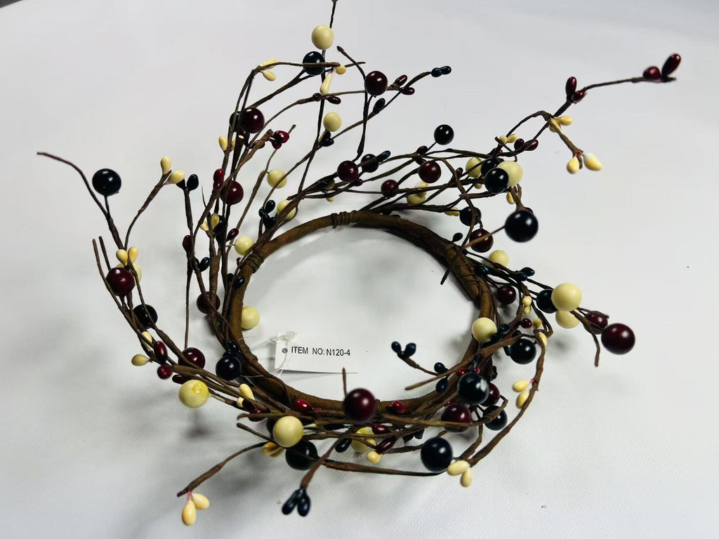Patriotic Pip Berry Candle Ring: Americana Farmhouse Wreath, 4.5 Inch