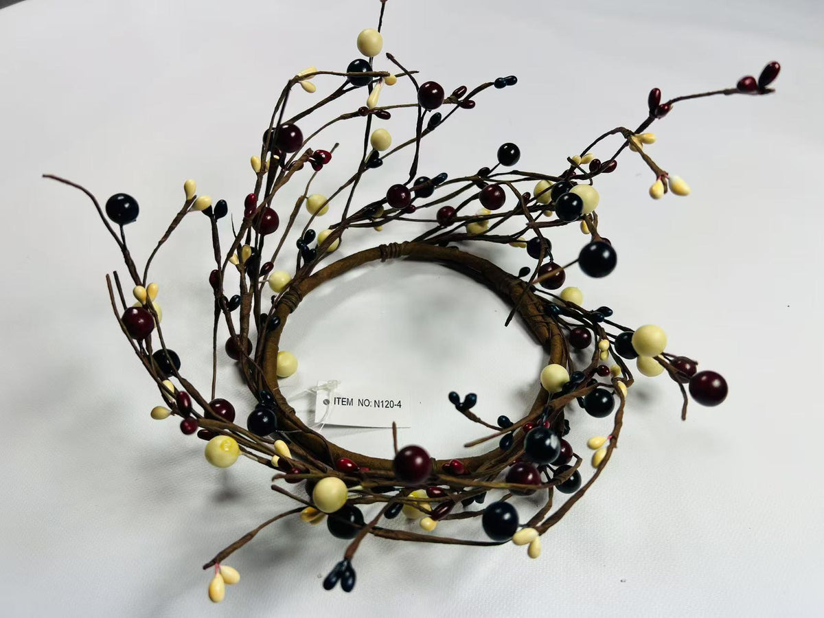 Patriotic Pip Berry Candle Ring: Americana Farmhouse Wreath, 4.5 Inch