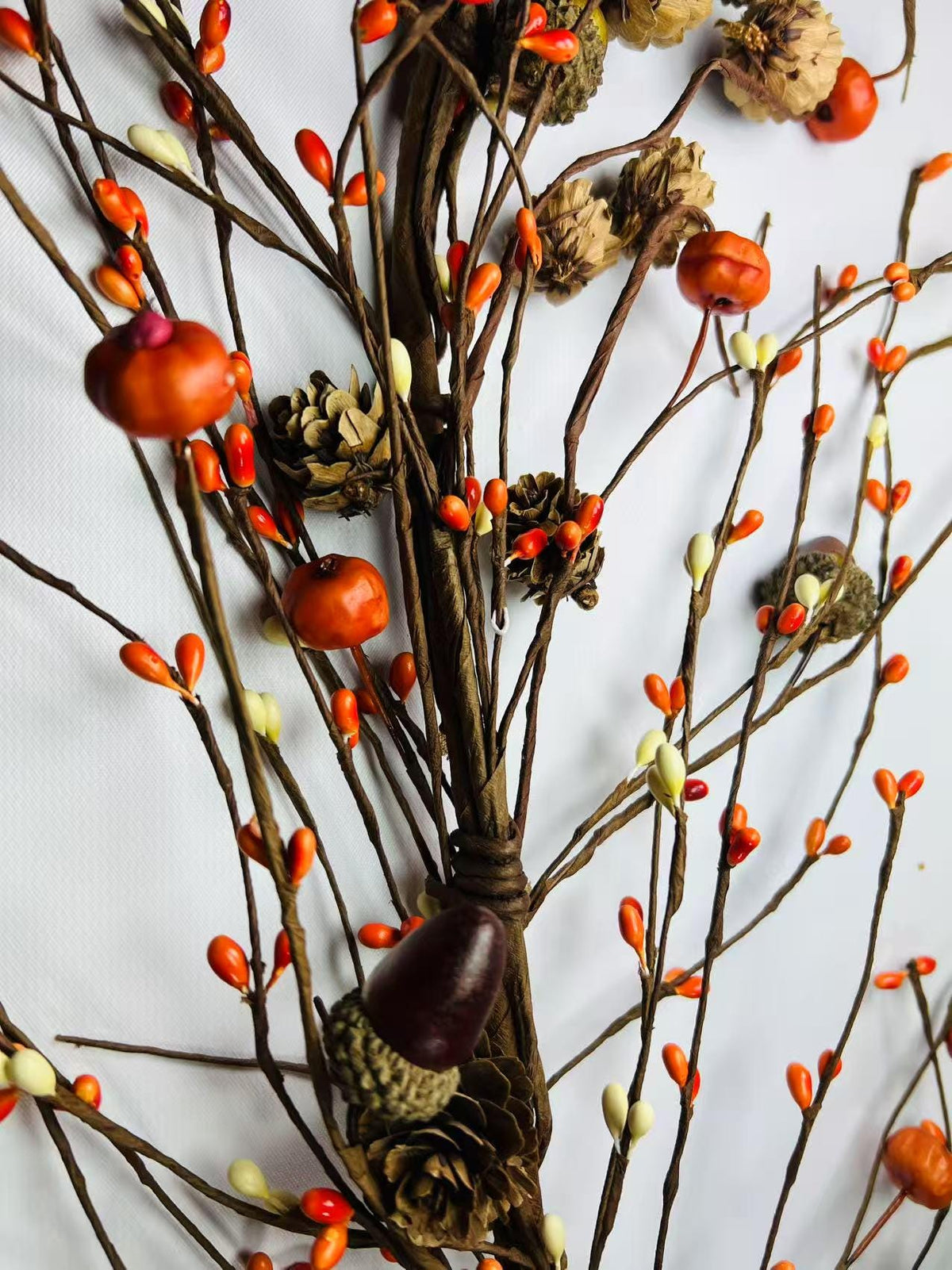 60 Inch Fall Pip Berry Garland with Pumpkins Acorns Pinecones for Fireplace Mantel Decor