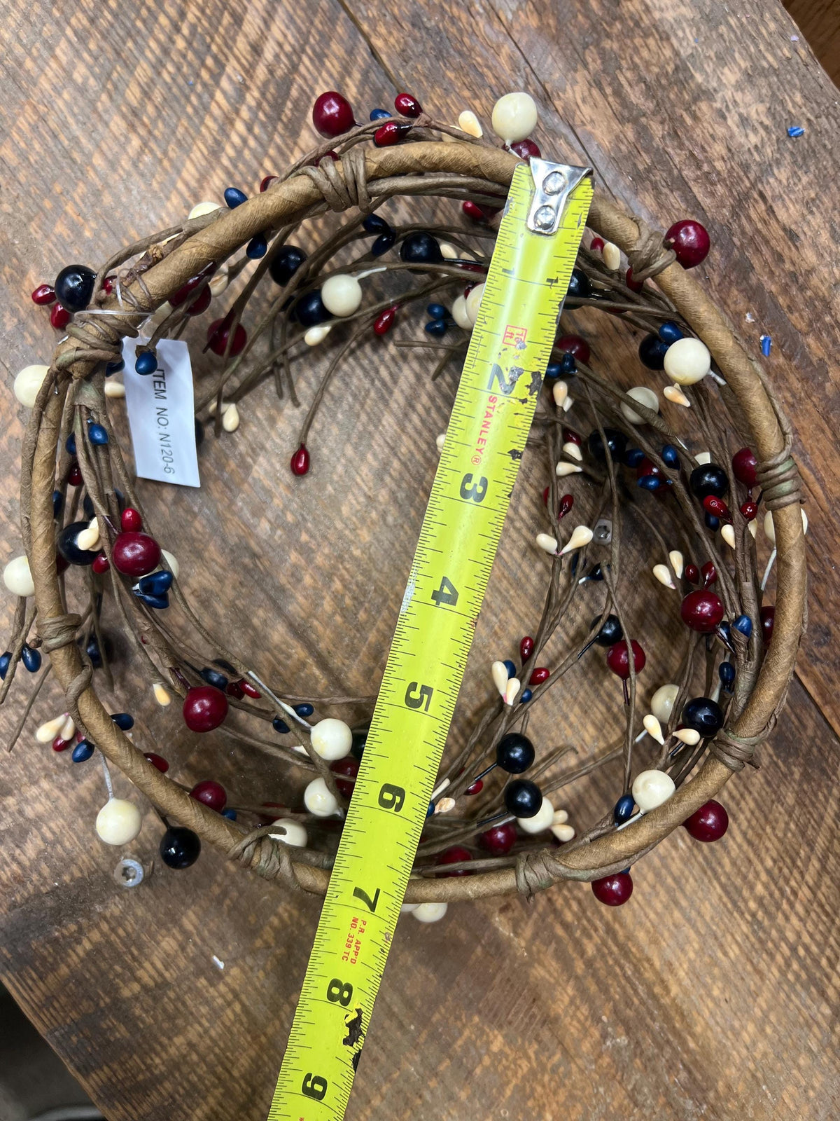 Patriotic Pip Berry Candle Ring: Rustic Americana Farmhouse Decor