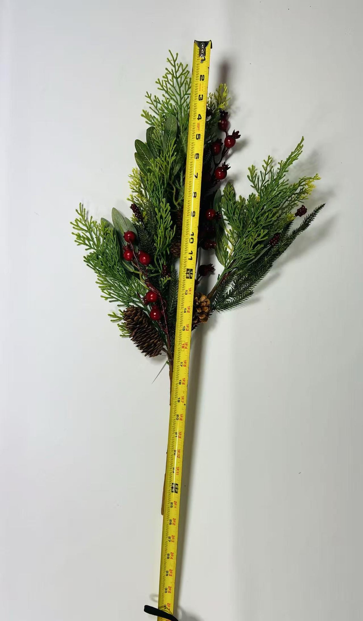 26’’ Artificial Winter Pine Berry Branch with Pinecones, Christmas Greenery Stem Décor