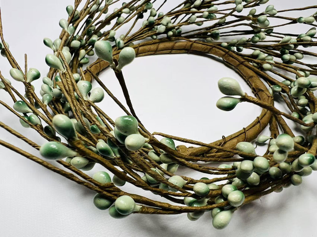 4.5” Sage Green Pip Berry Candle Ring, Mini Wreath for Rustic Farmhouse Spring Decor