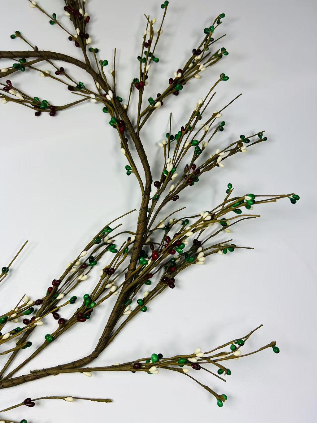 55” Christmas Pip Berry Garland Red White Green Rustic Holiday Winter Mantel Door Decor