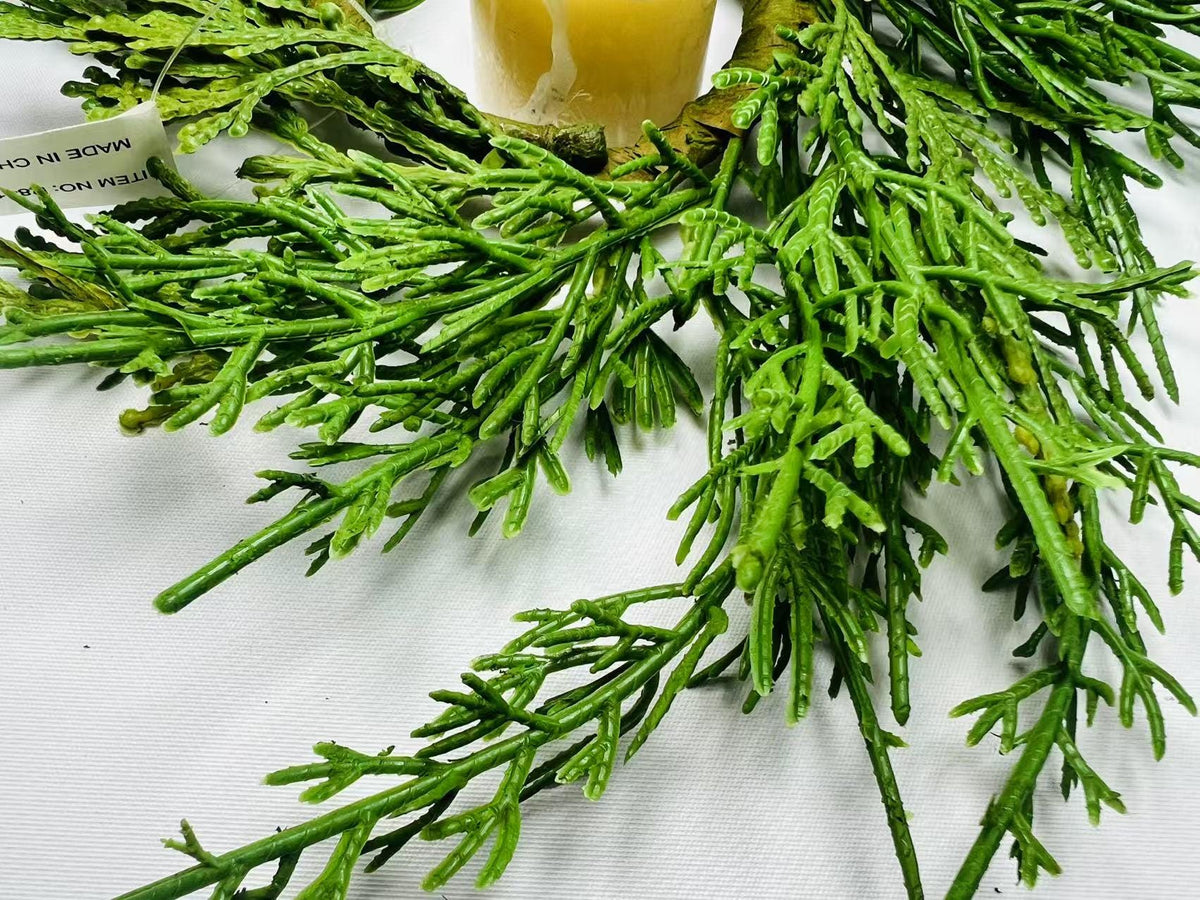 Real Touch Cedar Candle Ring Wreath 2.5 Inch Mini Greenery Christmas Table Decor