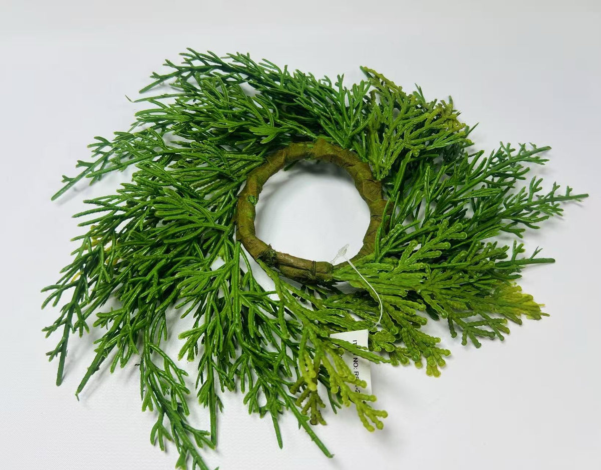 Real Touch Cedar Candle Ring Wreath 2.5 Inch Mini Greenery Christmas Table Decor