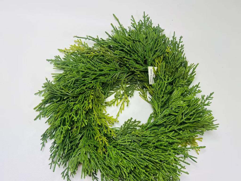 Real Touch Cedar Candle Ring Wreath 4.5 Inch Mini Greenery Christmas Table Deco