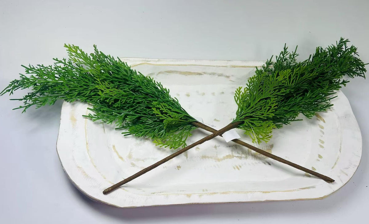 24” Real Touch Cedar Stem Artificial Greenery Branch for Christmas Holiday Winter Decor