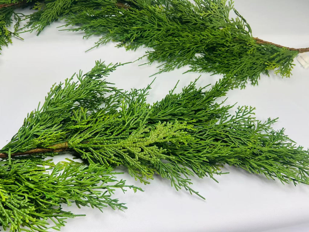 Real Touch Cedar Garland 5ft | Lifelike Evergreen Christmas Greenery for Mantle, Stair, Door