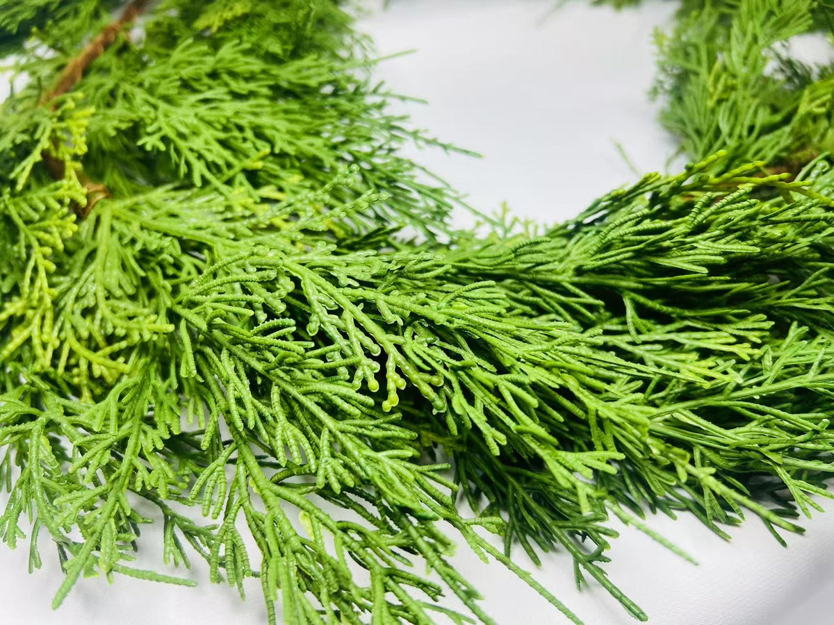 Real Touch Cedar Garland 5ft | Lifelike Evergreen Christmas Greenery for Mantle, Stair, Door