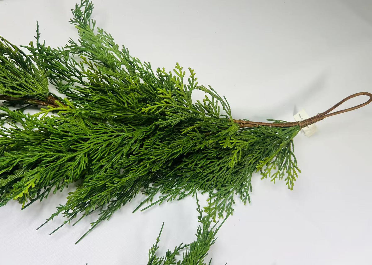 Real Touch Cedar Garland 6ft | Lifelike Evergreen Christmas Greenery for Mantle, Stair, Door